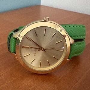 Michael Kors Double Wrap Watch in Green Leather